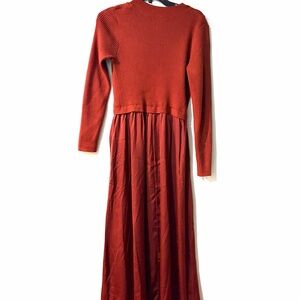 Elegant Rust Long Sleeve Dress